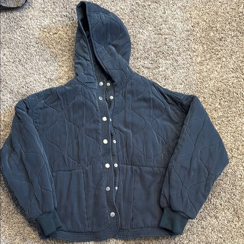 Blank NYC Blue Hooded Puffer Jacket